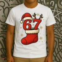 Six Seven Christmas 67 Stocking Santa Reindeer T-Shirt thumb 3
