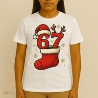 Six Seven Christmas 67 Stocking Santa Reindeer T-Shirt thumb 4