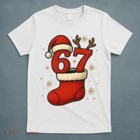 Six Seven Christmas 67 Stocking Santa Reindeer T-Shirt thumb 5
