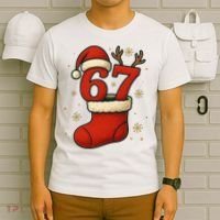 Six Seven Christmas 67 Stocking Santa Reindeer T-Shirt thumb 6