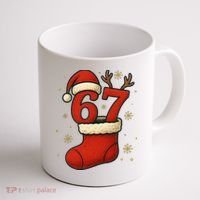 Six Seven Christmas 67 Stocking Santa Reindeer Coffee Mug thumb 1