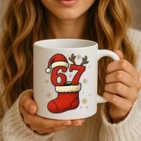 Six Seven Christmas 67 Stocking Santa Reindeer Coffee Mug thumb 3