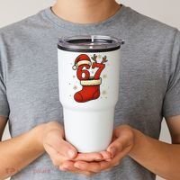 Six Seven Christmas 67 Stocking Santa Reindeer Tumbler thumb 2