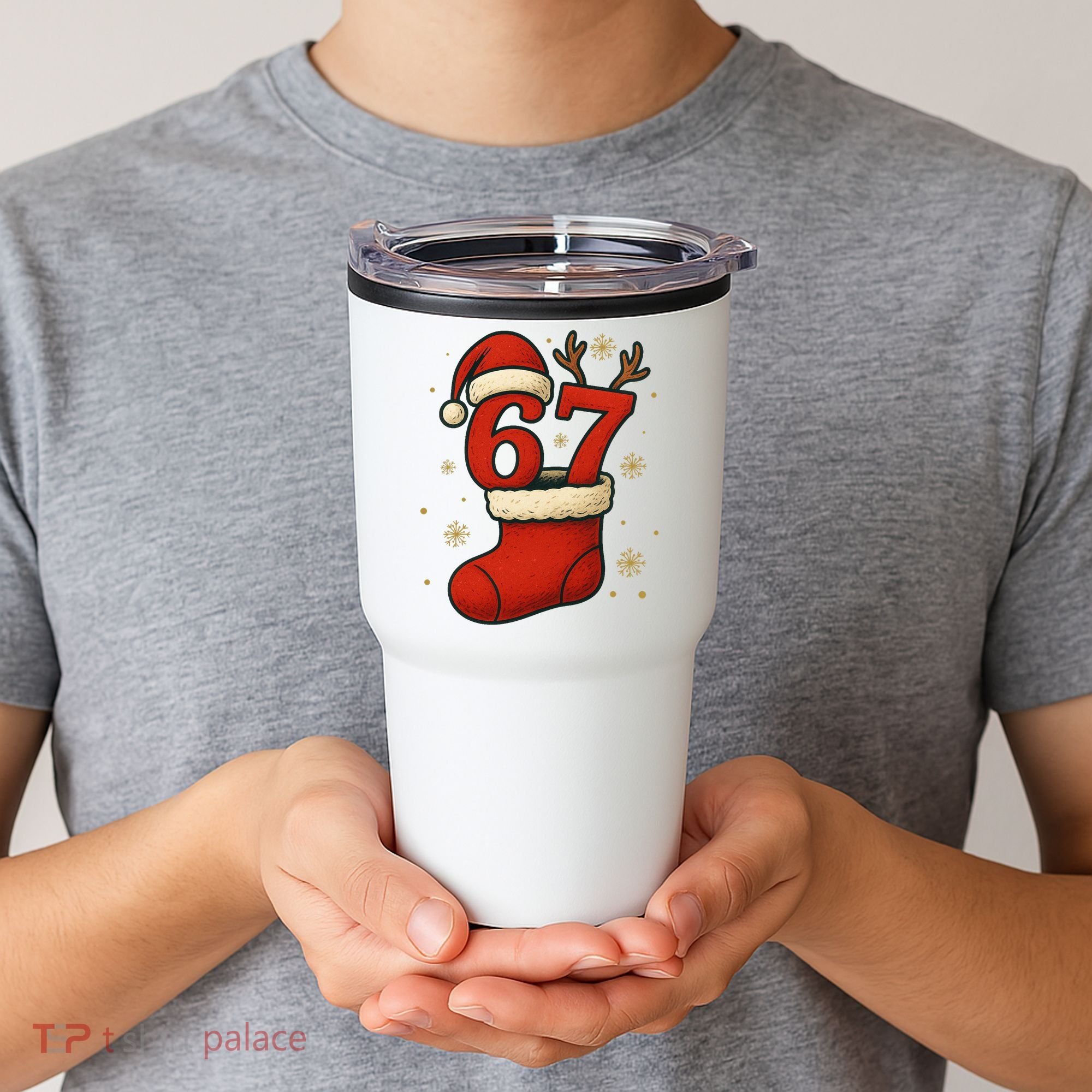 Six Seven Christmas 67 Stocking Santa Reindeer Tumbler