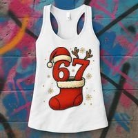 Six Seven Christmas 67 Stocking Santa Reindeer Women's Tank Top thumb 3