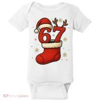 Six Seven Christmas 67 Stocking Santa Reindeer Baby Bodysuit thumb 0