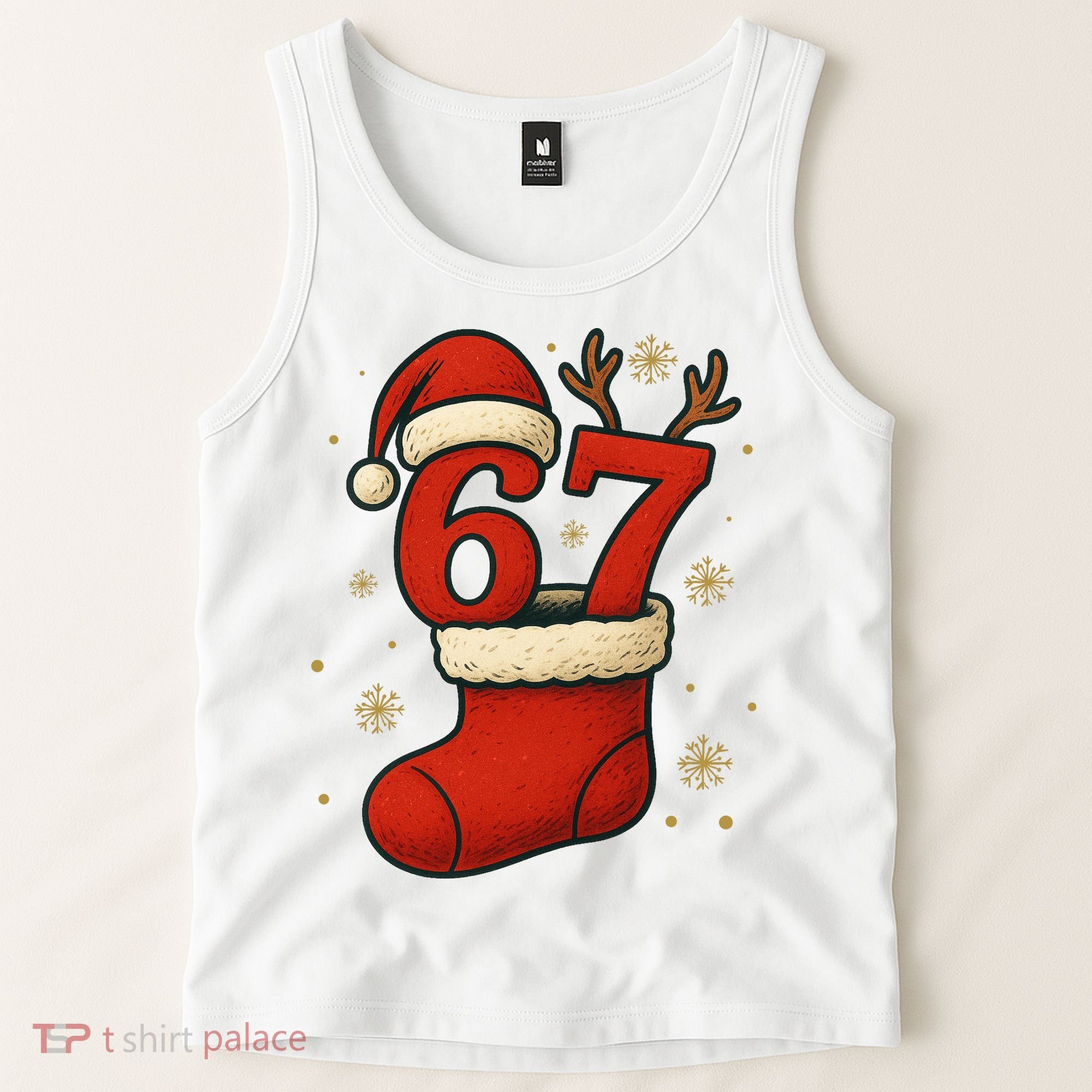 Six Seven Christmas 67 Stocking Santa Reindeer Tank Top