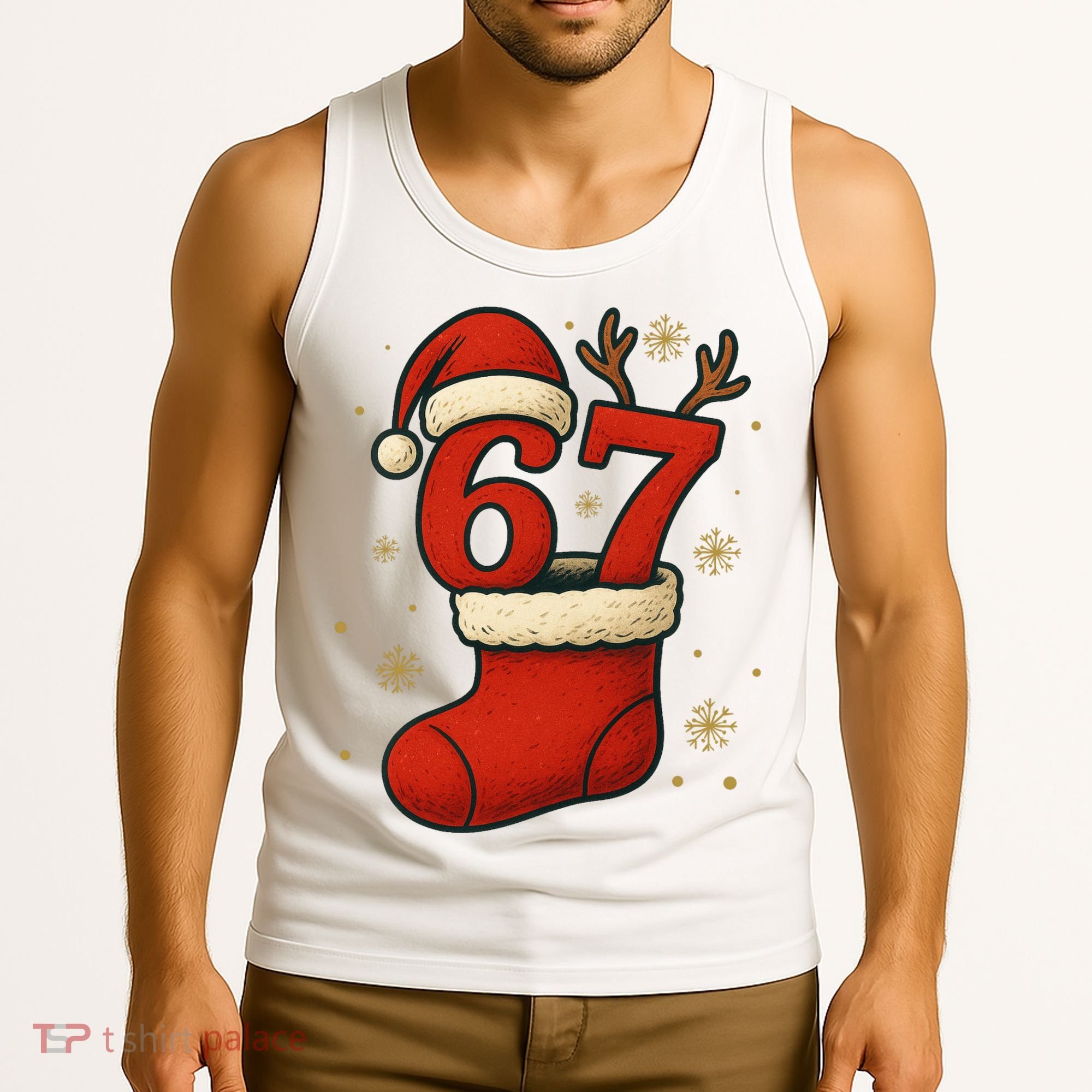 Six Seven Christmas 67 Stocking Santa Reindeer Tank Top