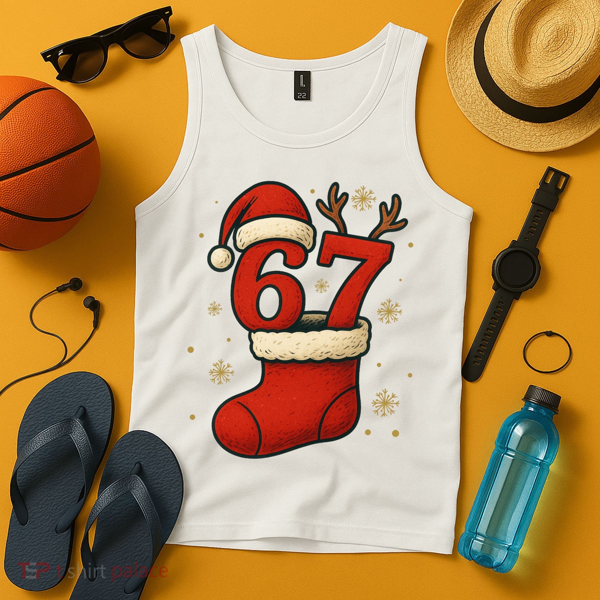 Six Seven Christmas 67 Stocking Santa Reindeer Tank Top