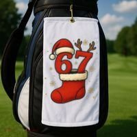 Six Seven Christmas 67 Stocking Santa Reindeer Golf Towel thumb 2