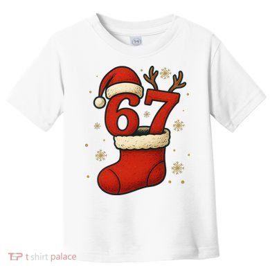 Six Seven Christmas 67 Stocking Santa Reindeer Toddler T-Shirt