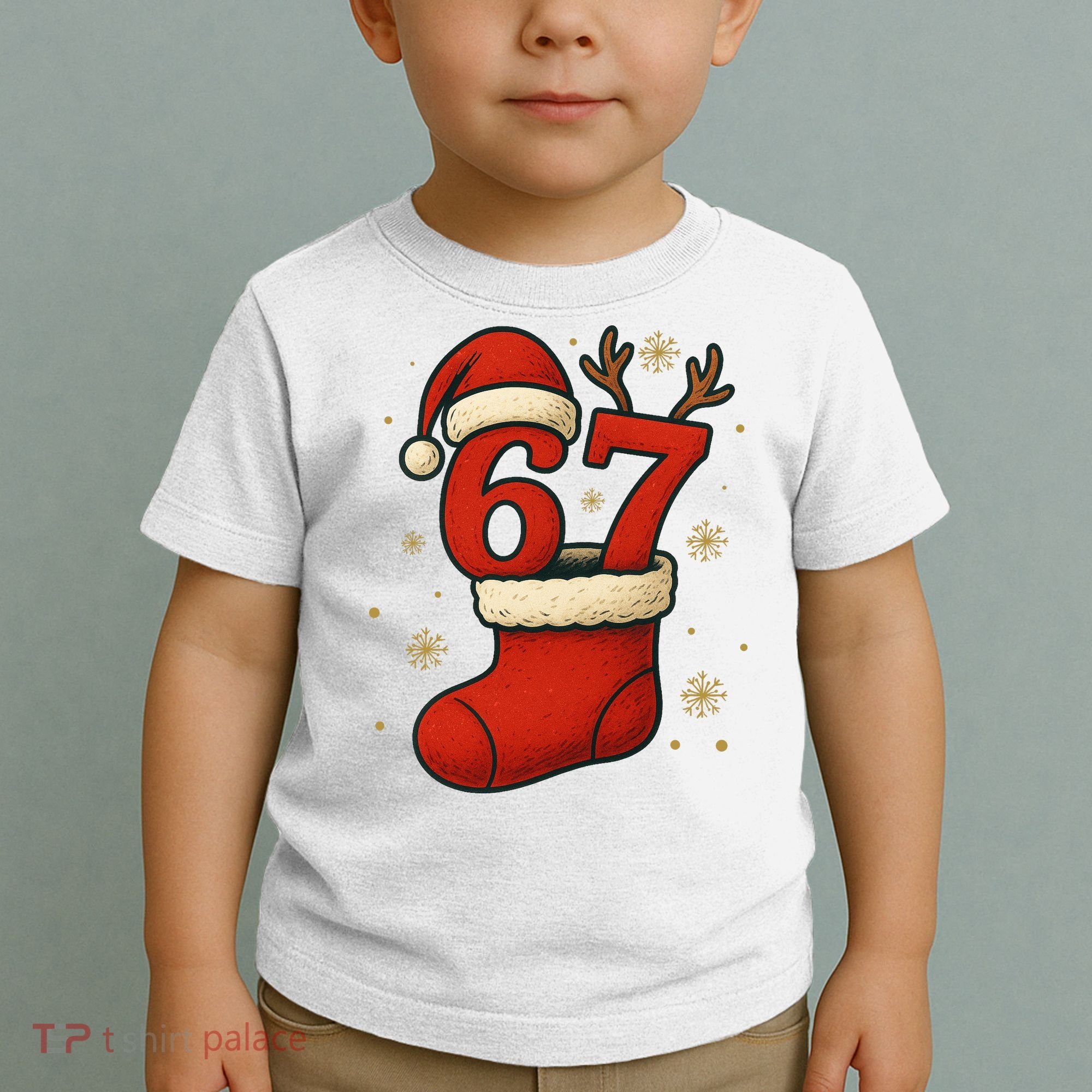 Six Seven Christmas 67 Stocking Santa Reindeer Toddler T-Shirt
