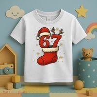 Six Seven Christmas 67 Stocking Santa Reindeer Toddler T-Shirt thumb 3