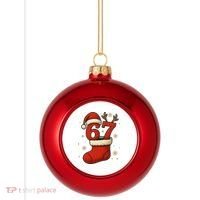 Six Seven Christmas 67 Stocking Santa Reindeer Plastic Christmas Ball Ornament thumb 0