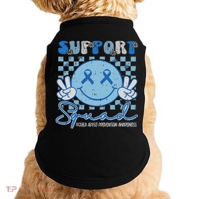 Support Squad Child Abuse Prevention Awareness Smile Face Doggie Tank