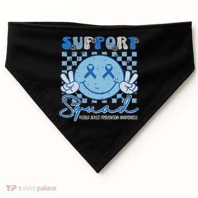 Support Squad Child Abuse Prevention Awareness Smile Face USA-Made Doggie Bandana