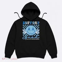 Support Squad Child Abuse Prevention Awareness Smile Face Hoodie thumb 0