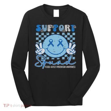 Support Squad Child Abuse Prevention Awareness Smile Face Long Sleeve Shirt