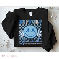 Support Squad Child Abuse Prevention Awareness Smile Face Sweatshirt thumb 2