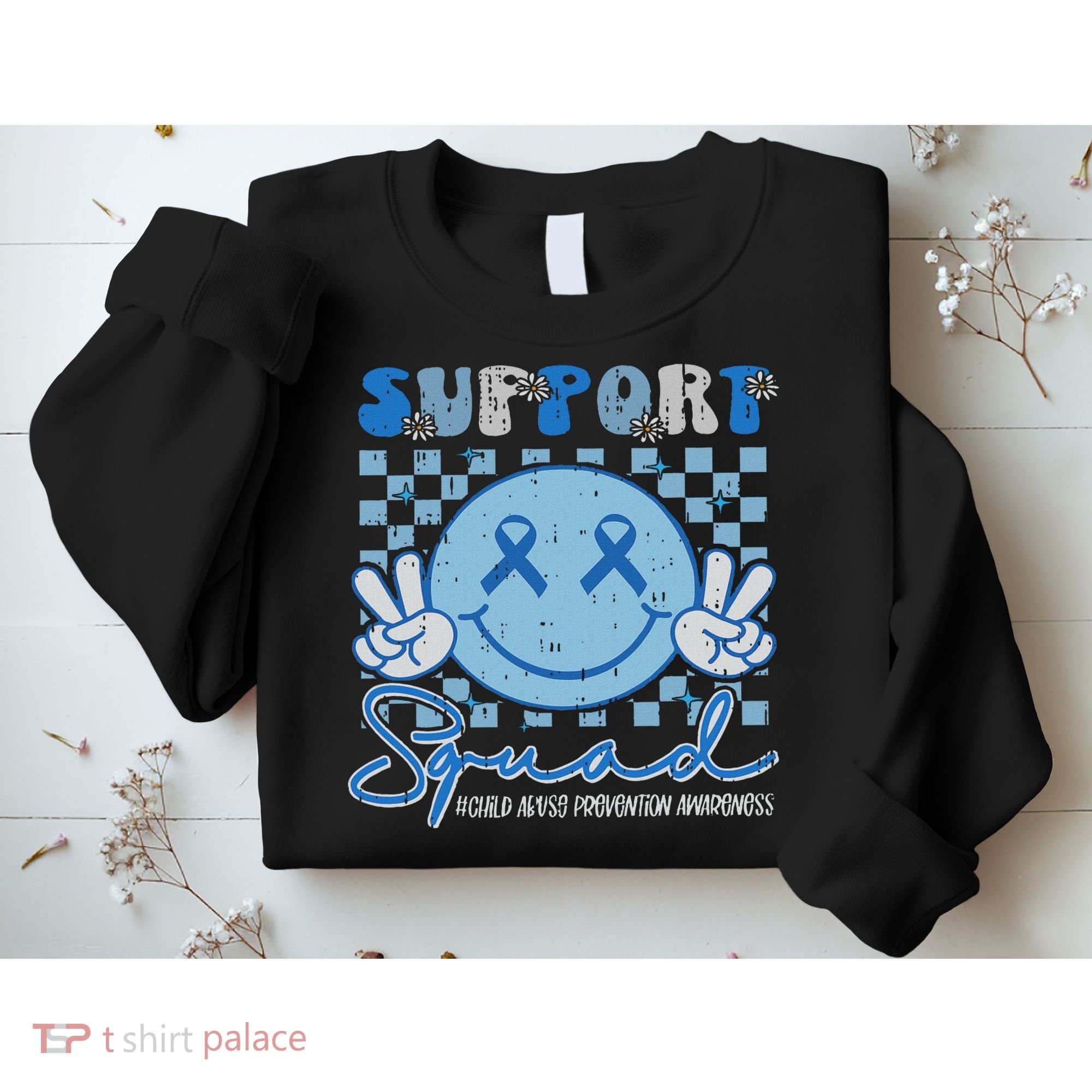 Support Squad Child Abuse Prevention Awareness Smile Face Sweatshirt