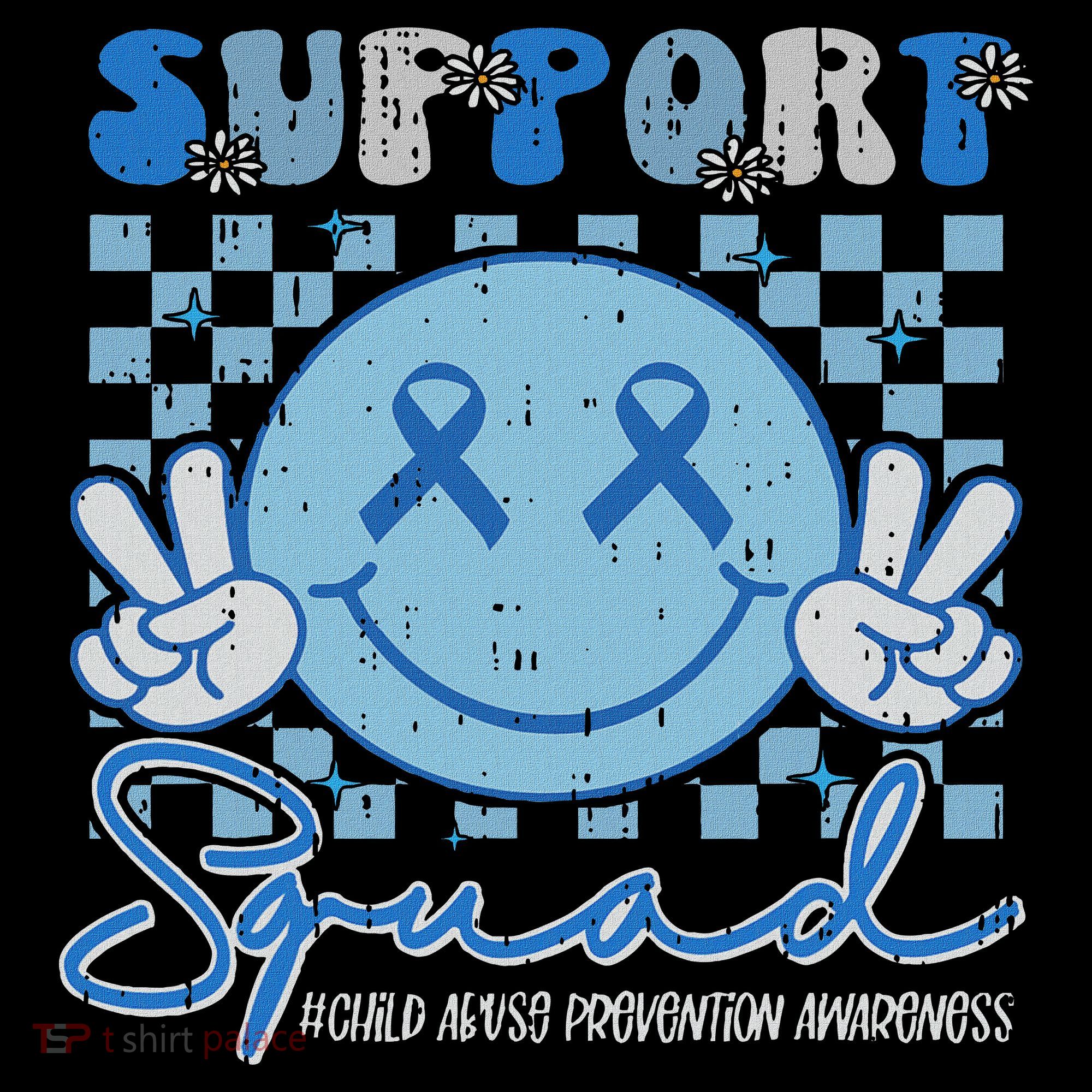 Support Squad Child Abuse Prevention Awareness Smile Face Bucket Hat