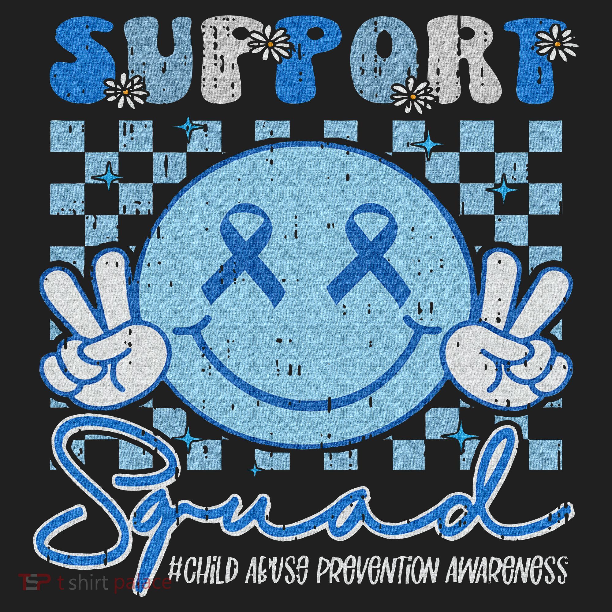 Support Squad Child Abuse Prevention Awareness Smile Face Beanie