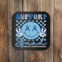 Support Squad Child Abuse Prevention Awareness Smile Face Coaster thumb 0