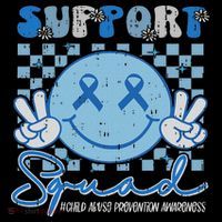 Support Squad Child Abuse Prevention Awareness Smile Face Women's Hoodie thumb 2