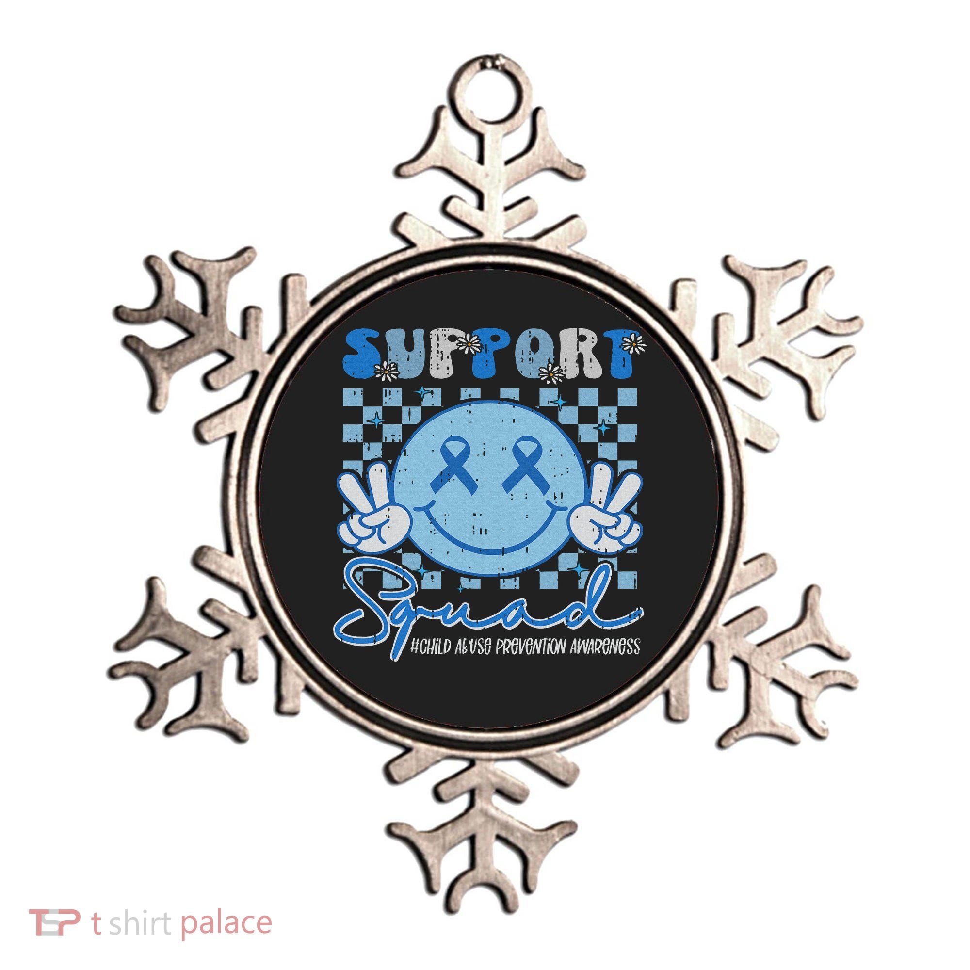 Support Squad Child Abuse Prevention Awareness Smile Face Ornament