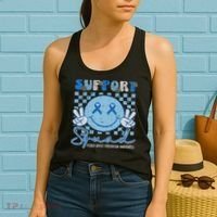 Support Squad Child Abuse Prevention Awareness Smile Face Women's Tank Top thumb 2