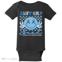 Support Squad Child Abuse Prevention Awareness Smile Face Baby Bodysuit thumb 0