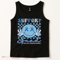 Support Squad Child Abuse Prevention Awareness Smile Face Tank Top thumb 2