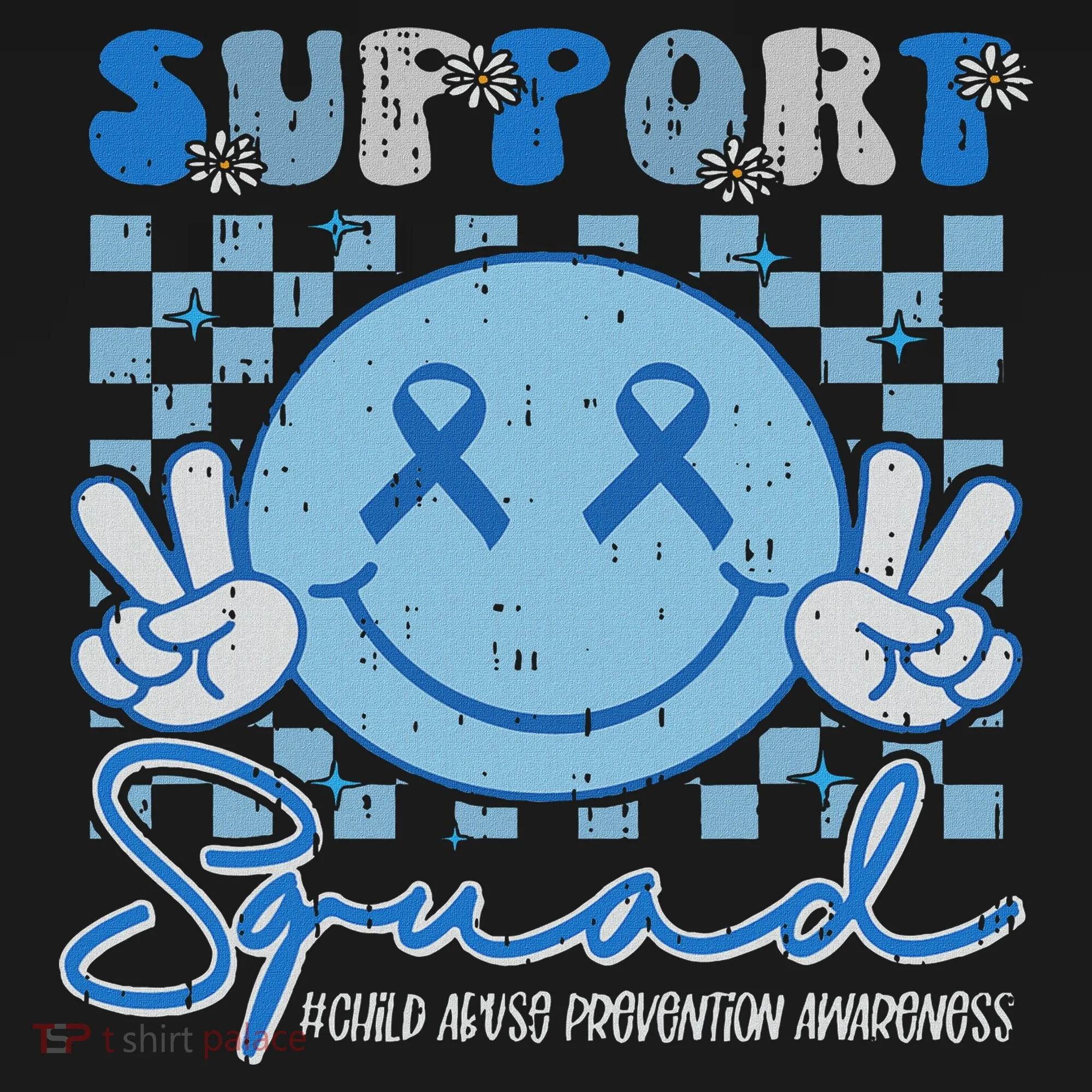 Support Squad Child Abuse Prevention Awareness Smile Face Tank Top