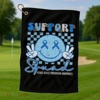 Support Squad Child Abuse Prevention Awareness Smile Face Golf Towel thumb 1