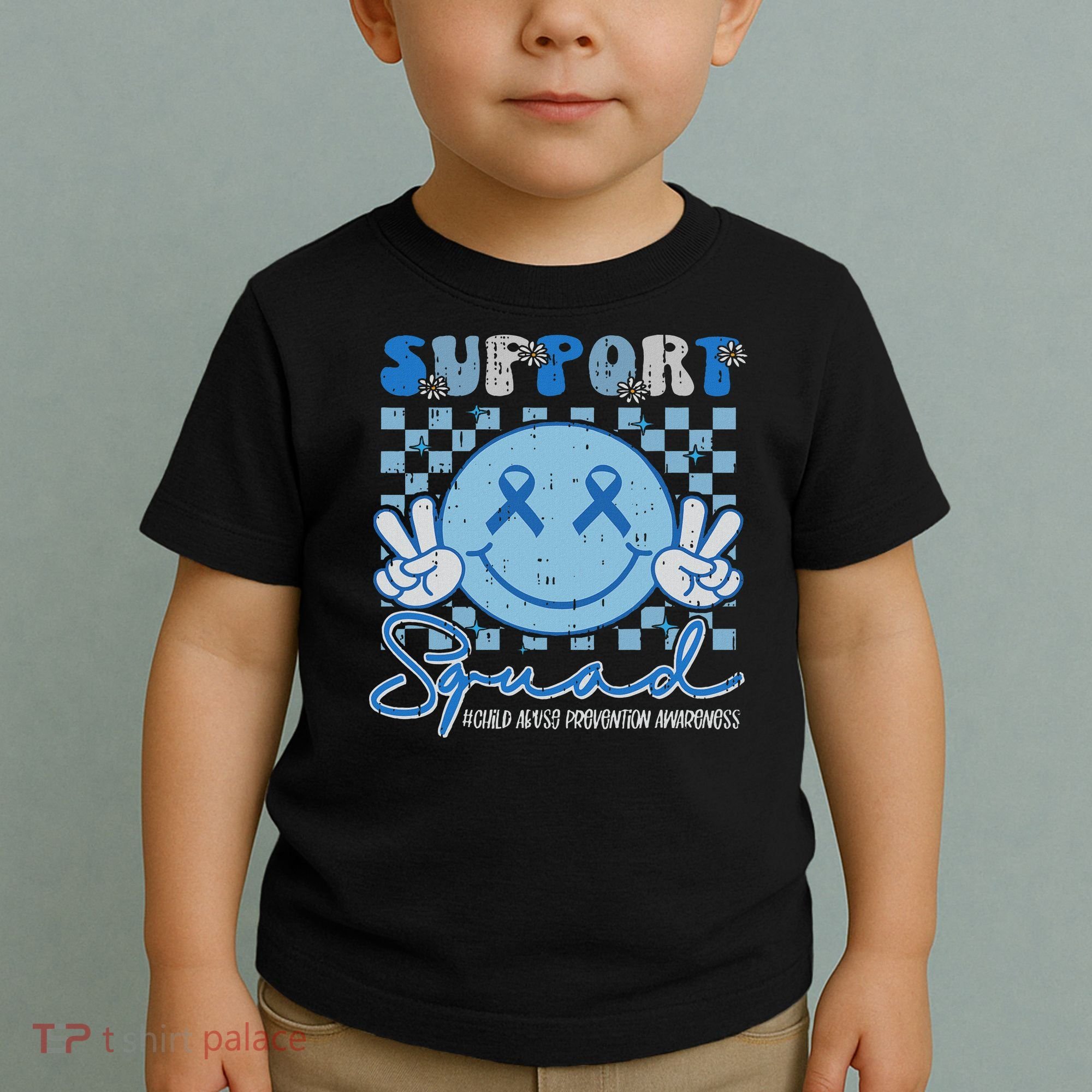 Support Squad Child Abuse Prevention Awareness Smile Face Toddler T-Shirt