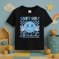 Support Squad Child Abuse Prevention Awareness Smile Face Toddler T-Shirt thumb 3