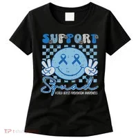 Support Squad Child Abuse Prevention Awareness Smile Face Women's T-Shirt thumb 0