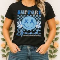Support Squad Child Abuse Prevention Awareness Smile Face Women's T-Shirt thumb 2