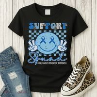 Support Squad Child Abuse Prevention Awareness Smile Face Women's T-Shirt thumb 3