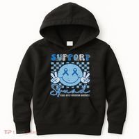 Support Squad Child Abuse Prevention Awareness Smile Face Kids Hoodie thumb 0