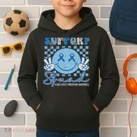 Support Squad Child Abuse Prevention Awareness Smile Face Kids Hoodie thumb 2