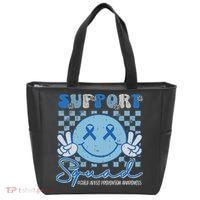 Support Squad Child Abuse Prevention Awareness Smile Face Tote Bag thumb 0