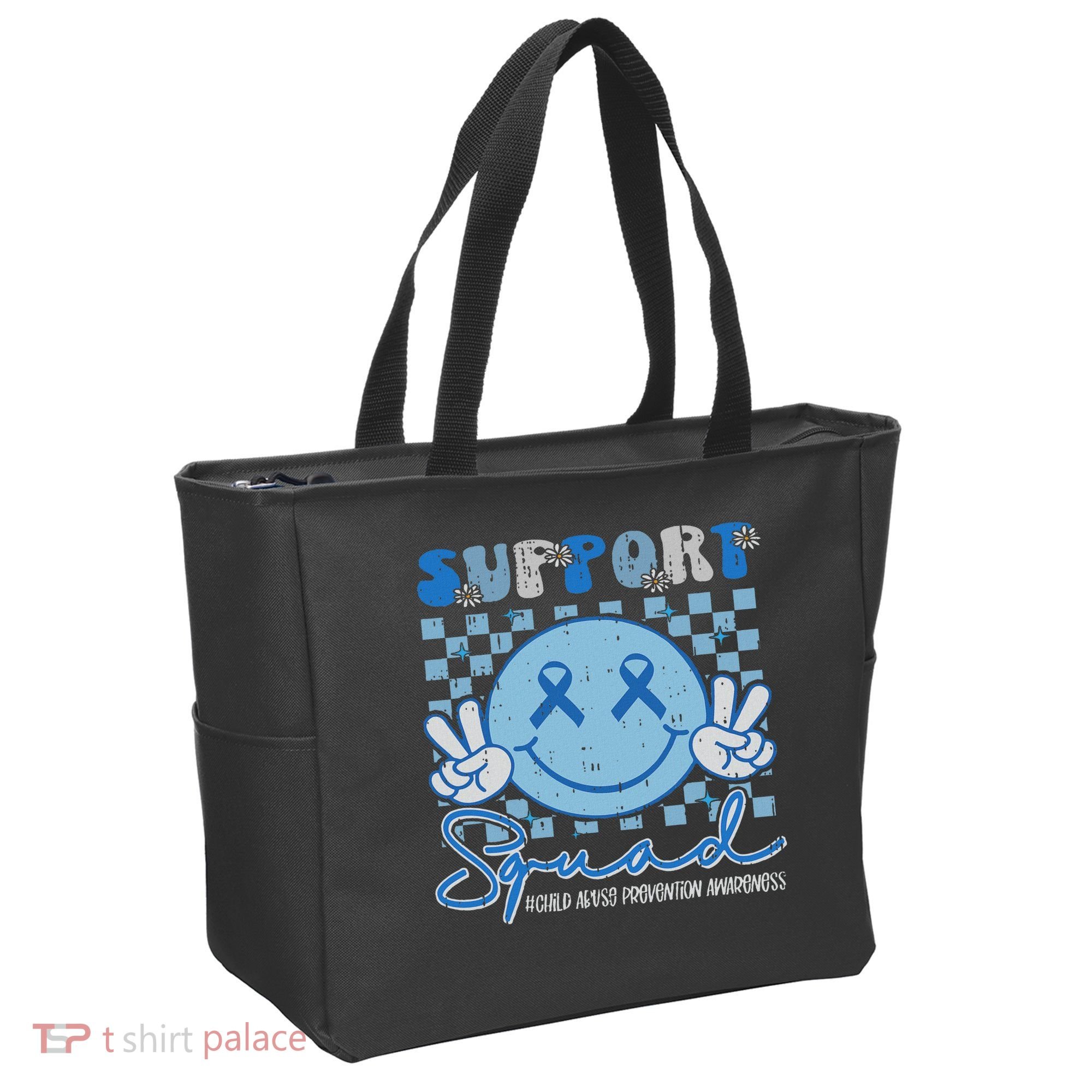 Support Squad Child Abuse Prevention Awareness Smile Face Tote Bag