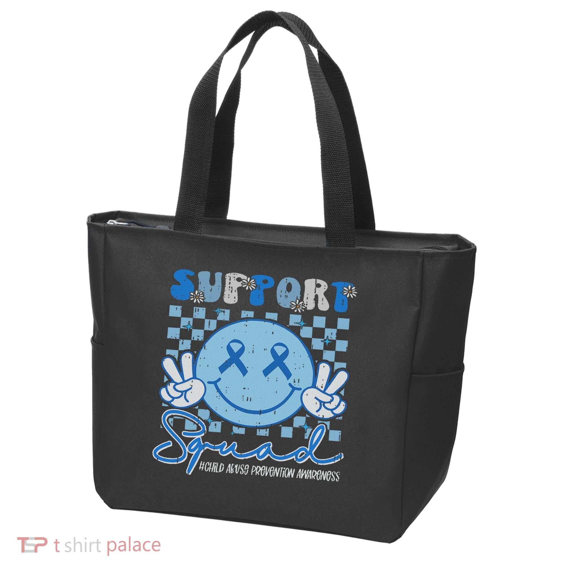 Support Squad Child Abuse Prevention Awareness Smile Face Tote Bag