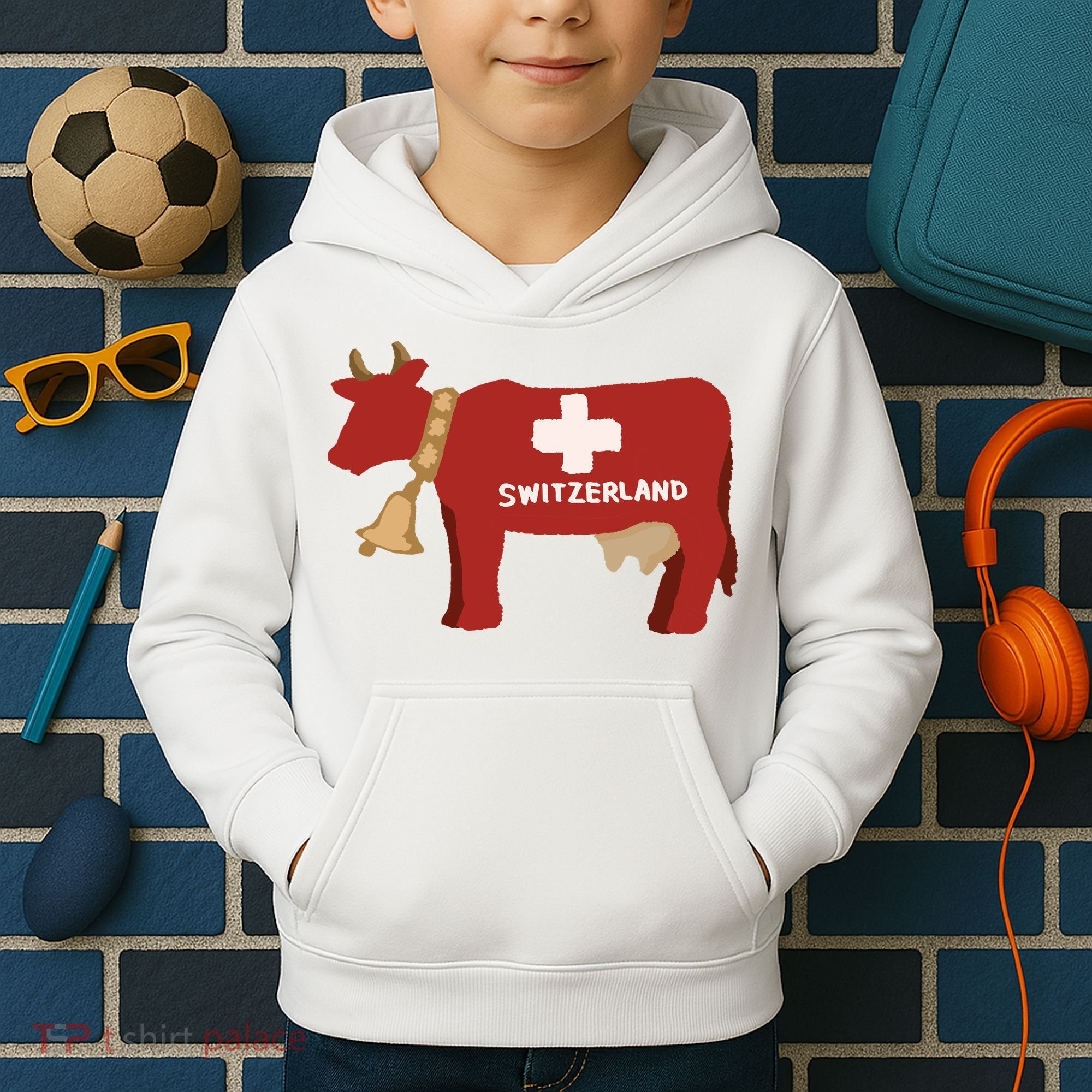 Switzerland Swiss Cow Kids Hoodie