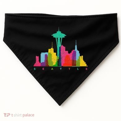 Seattle Skyline Colorful Washington USA-Made Doggie Bandana