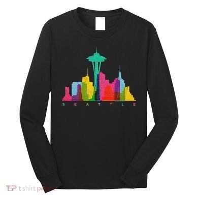 Seattle Skyline Colorful Washington Long Sleeve Shirt