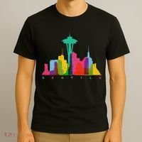 Seattle Skyline Colorful Washington T-Shirt thumb 3