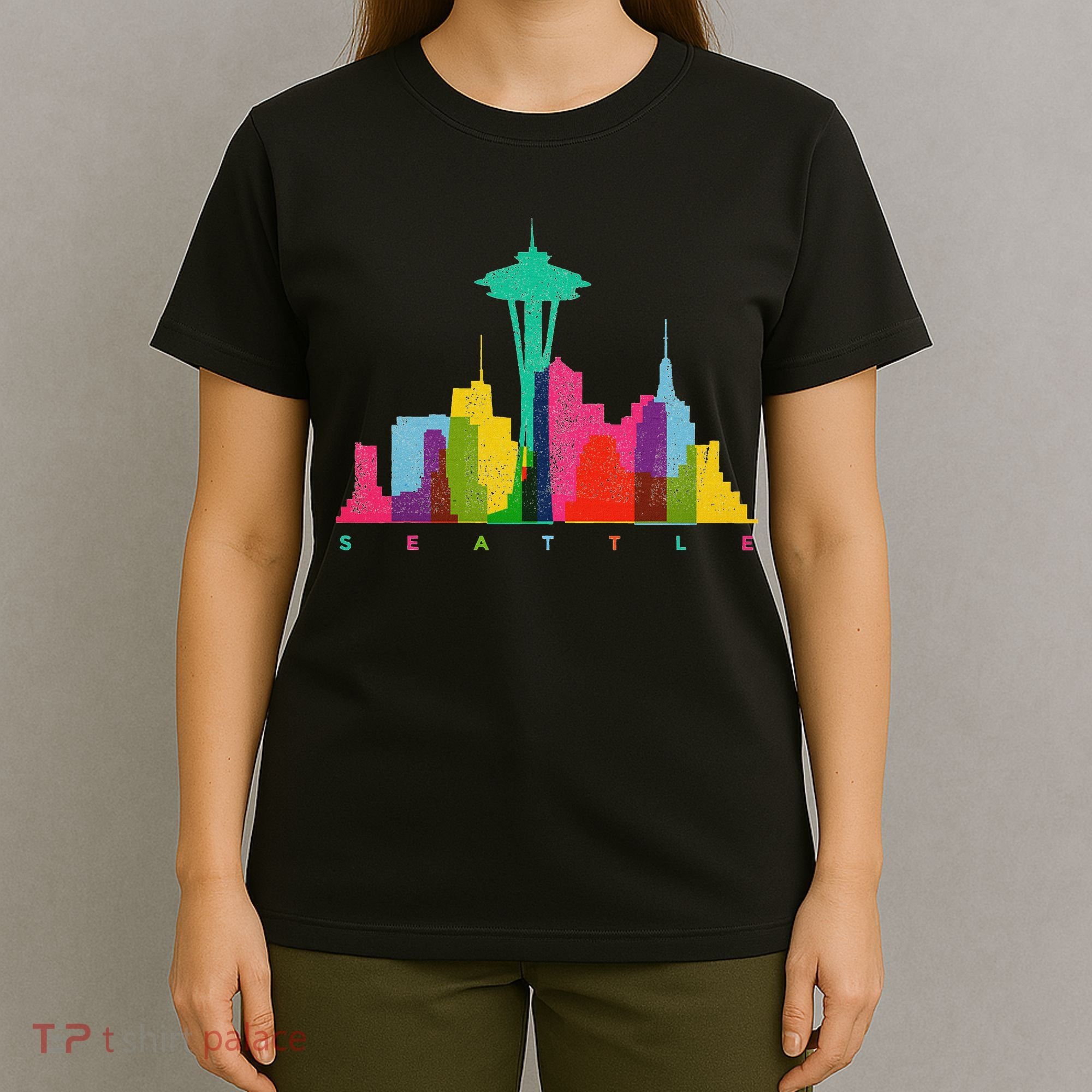 Seattle Skyline Colorful Washington T-Shirt