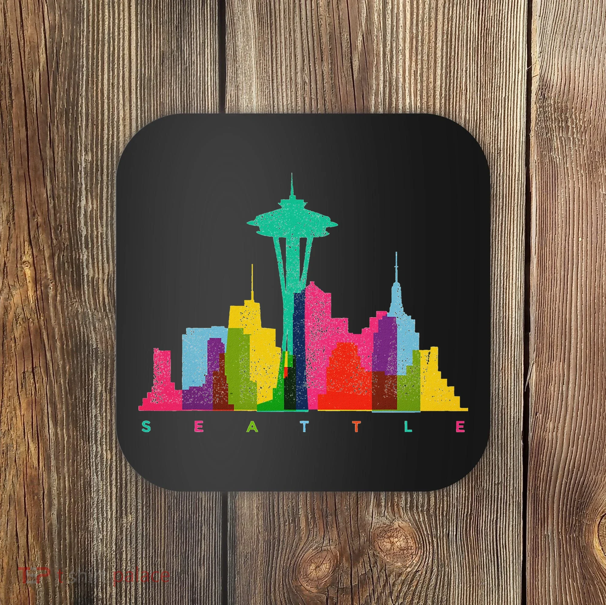 Seattle Skyline Colorful Washington Coaster